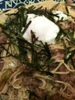 牛肉とネギのすき焼き風スパ-レシピのメイン写真