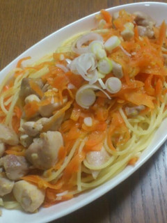 にんじんと鶏肉のパスタ　柚子胡椒風味-レシピのメイン写真