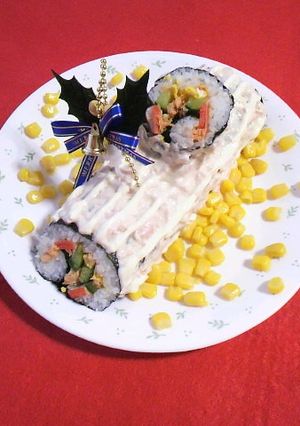 クリスマス☆ツナマヨ寿司ブッシュドノエル-レシピのメイン写真