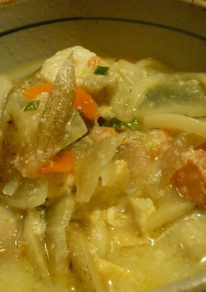 粕汁の残りで粕汁うどん☆簡単ランチに-レシピのメイン写真