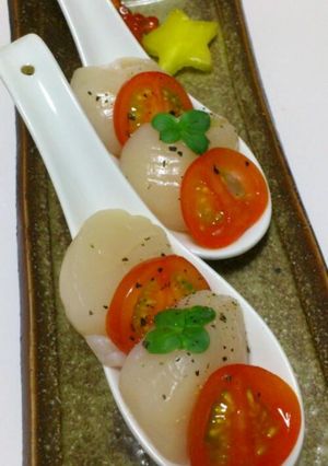 ☆ホタテとミニトマトのレンゲのせ☆-レシピのメイン写真