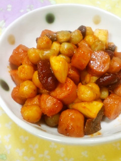 コロコロウインナーとお豆のピリ甘炒め-レシピのメイン写真