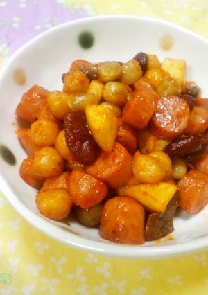 コロコロウインナーとお豆のピリ甘炒め-レシピのメイン写真