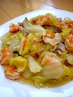 八宝菜をもっと手軽に♪エビと白菜の塩炒め-レシピのメイン写真