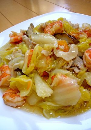 八宝菜をもっと手軽に♪エビと白菜の塩炒め-レシピのメイン写真