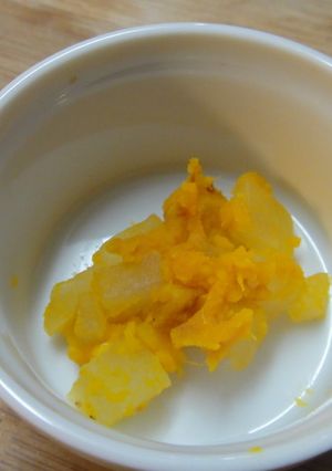離乳食　やわらか大根のかぼちゃ味噌和え　-レシピのメイン写真