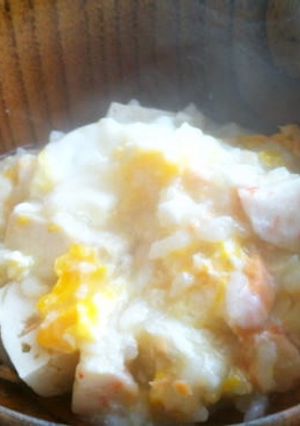 豚バラ肉と魚介類と野菜の重ね鍋からの雑炊-レシピのメイン写真