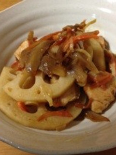 鶏肉と根菜のオイスター炒め-レシピのメイン写真