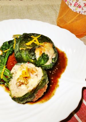 春菊巻きチーズハンバーグ-レシピのメイン写真
