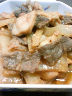 牛肉と鶏と大根の味噌炒め-レシピのメイン写真
