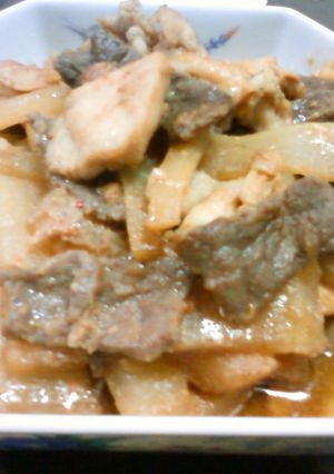 牛肉と鶏と大根の味噌炒め-レシピのメイン写真