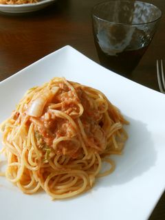 ツナと白菜のトマトクリームパスタ-レシピのメイン写真