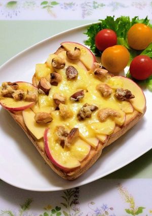 簡単昼食・朝食!リンゴナッツチーズ食パン-レシピのメイン写真