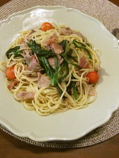 生ハムパスタ ほうれん草入 手抜きだけど-レシピのメイン写真