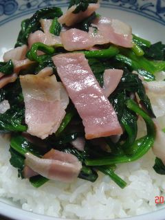 ほうれん草とベーコンのソテー丼-レシピのメイン写真