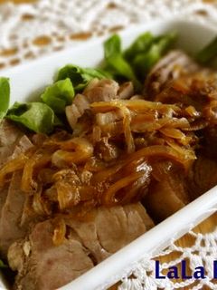 圧力鍋で♪柔らか焼き豚&玉ねぎソース-レシピのメイン写真