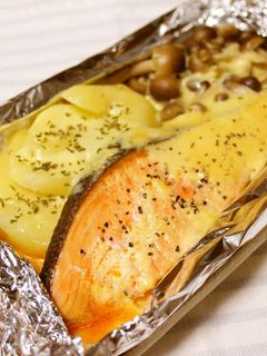 鮭の味噌マヨホイル焼き♪-レシピのメイン写真