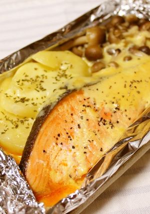 鮭の味噌マヨホイル焼き♪-レシピのメイン写真