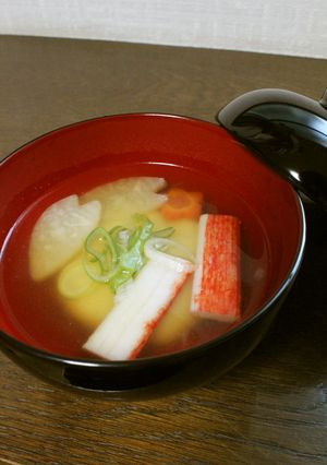 お正月に！大根人参長ねぎの澄まし汁雑煮-レシピのメイン写真