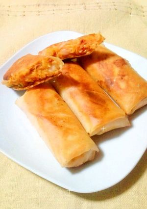 今日のおつまみ☆ポテサラキムチde春巻き-レシピのメイン写真