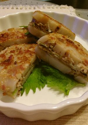豚ひき肉の蓮根挟み蒸し焼き・香味ペースト-レシピのメイン写真