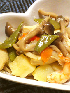 ジューシーな高野豆腐と海老の煮物♬-レシピのメイン写真