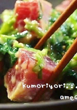 まぐろとセリの辛子味噌和え。-レシピのメイン写真