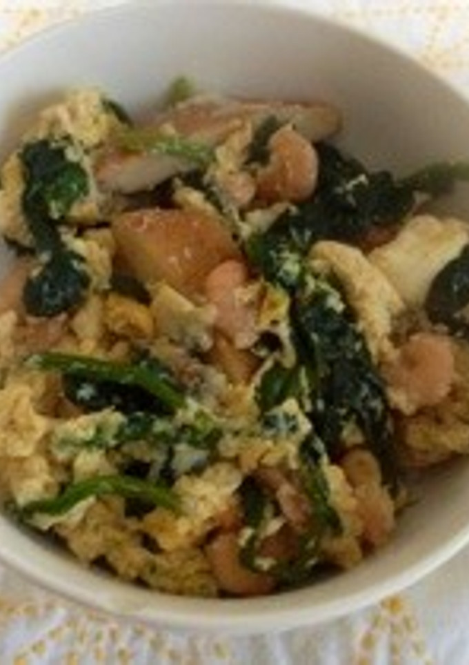 ほうれん草とさつま揚げの卵とじ丼-レシピのメイン写真