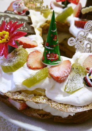 リース風☆パリブレストのXmasケーキ♡-レシピのメイン写真
