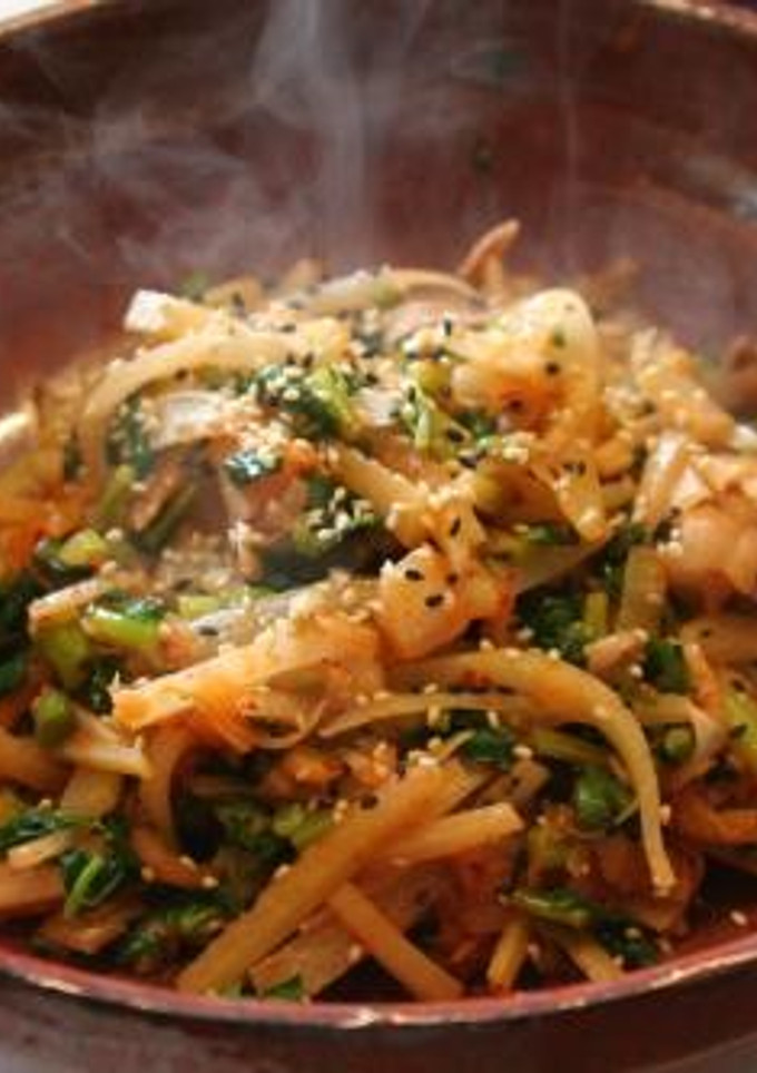簡単ヘルシー☆大根の皮と豚肉のキムチ炒め-レシピのメイン写真