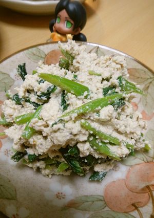 明日葉の白和え風梅チーズ和え-レシピのメイン写真