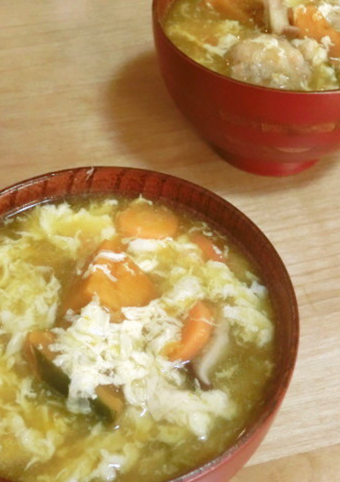 *かぼちゃと鶏団子の卵とじすーぷ*-レシピのメイン写真