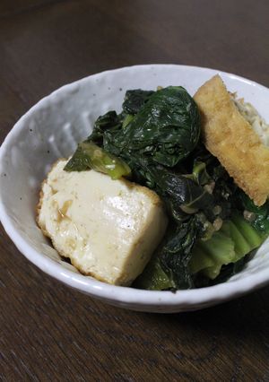 カレー粉が隠し味！高菜と厚揚げの醤油麹煮-レシピのメイン写真