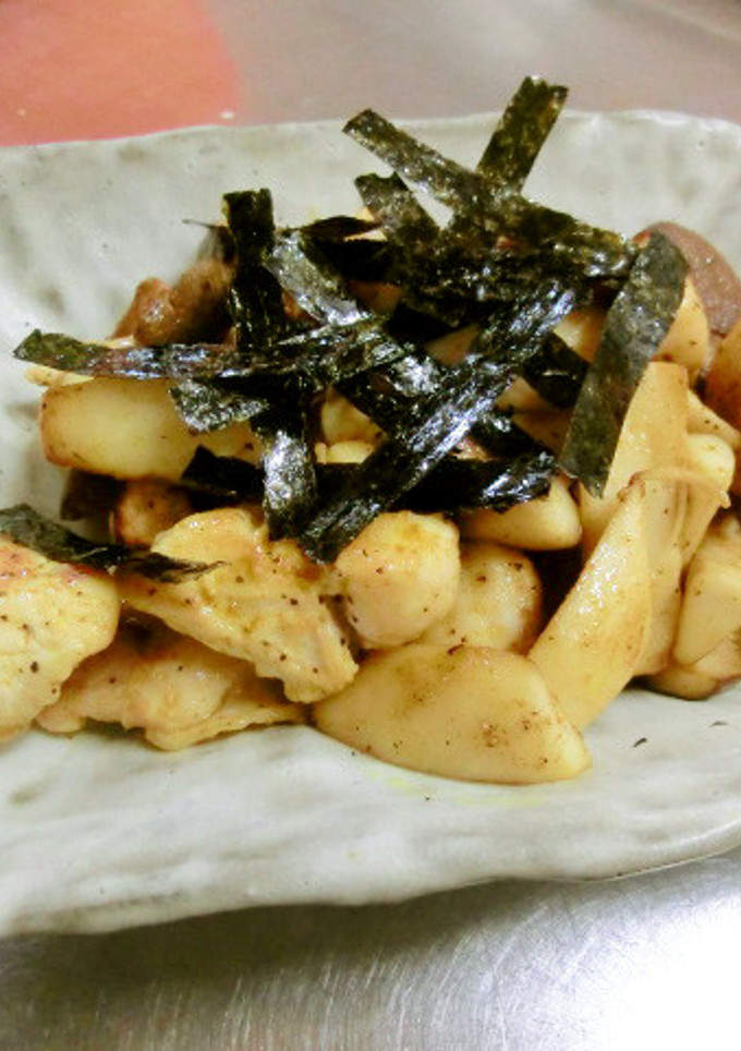 鶏の皮とエリンギのカレー炒め-レシピのメイン写真