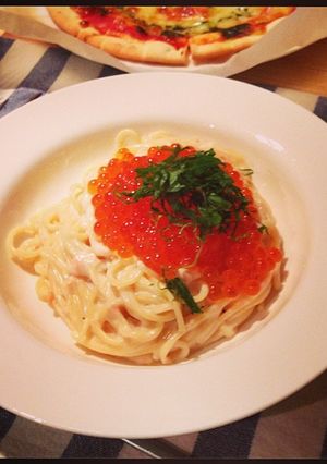 ホットミルクでいくらのクリームパスタ-レシピのメイン写真