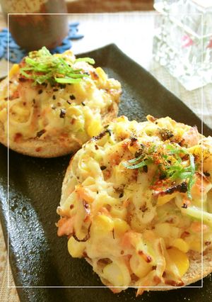 鮭フレ×白葱×コーンのレモン風味トースト-レシピのメイン写真