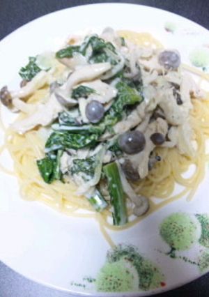 塩鶏とちぢみほうれん草のクリームパスタ-レシピのメイン写真