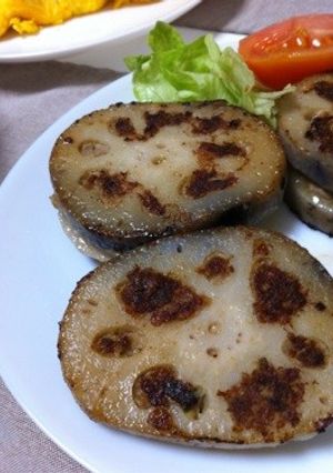 減塩！胡麻風味のレンコンはさみ焼き☆-レシピのメイン写真