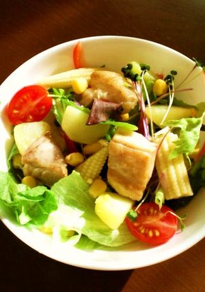 こんがり☆鶏肉じゃがいもの彩りサラダ-レシピのメイン写真