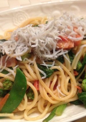 菜の花としらすのトマトパスタ-レシピのメイン写真