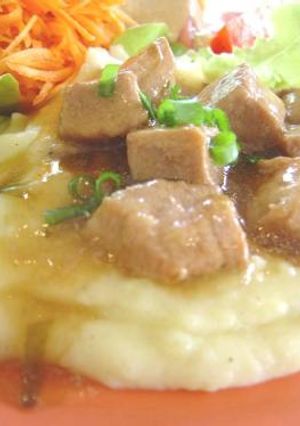 サイコロ豚肉のバター醤油あんかけ-レシピのメイン写真
