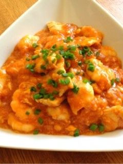 鶏が入った辛くないエビチリ-レシピのメイン写真