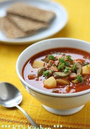 ひき肉とガーキンのスパイシートマトスープ-レシピのメイン写真