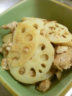 レンコンと豚肉の梅醤油炒め-レシピのメイン写真