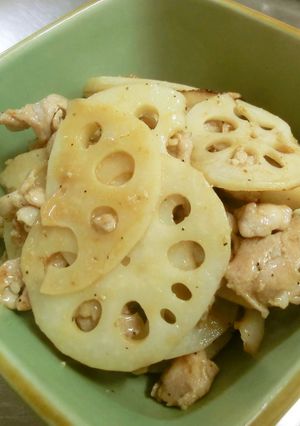 レンコンと豚肉の梅醤油炒め-レシピのメイン写真