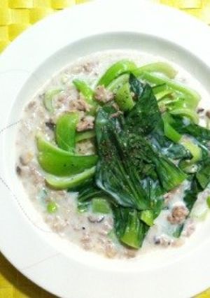 青梗菜とひき肉のホットミルク煮♬中華風☆-レシピのメイン写真