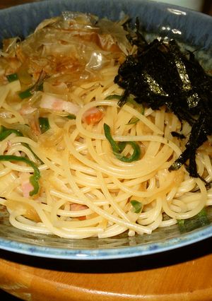 ベーコンと玉ねぎの和風スパ-レシピのメイン写真