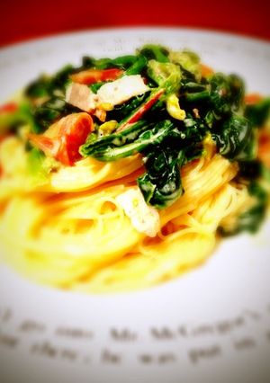 トマトとほうれん草のクリームパスタ-レシピのメイン写真