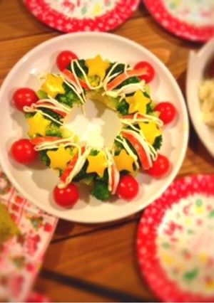 クリスマスリースサラダ-レシピのメイン写真