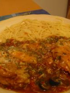 鶏肉のトマト煮パスタ添え-レシピのメイン写真
